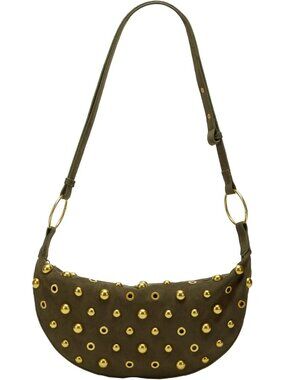 Women's Studded Shoulder Purses Gold Studs Punk Large Suede Handbag Trendy Purse